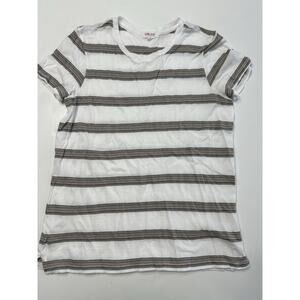 Goldie Lewinter Womens Size XS White Stripe Cotton Short Sleeved Shirt